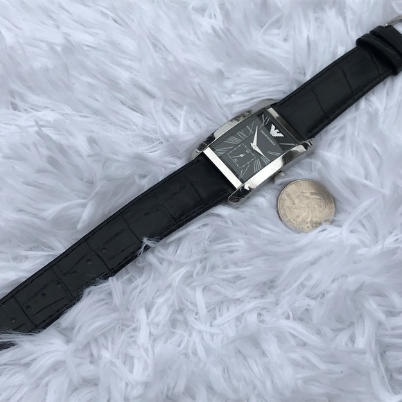 Emporio Armani Men Watch Black Leather Band Analog - Picture 2 of 8